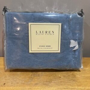 Lauren Ralph Lauren Studio Denim California King Bedskirt Washed Blue Cotton NEW